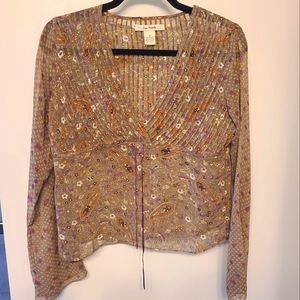 Free People Floral Paisley Sheer Blouse